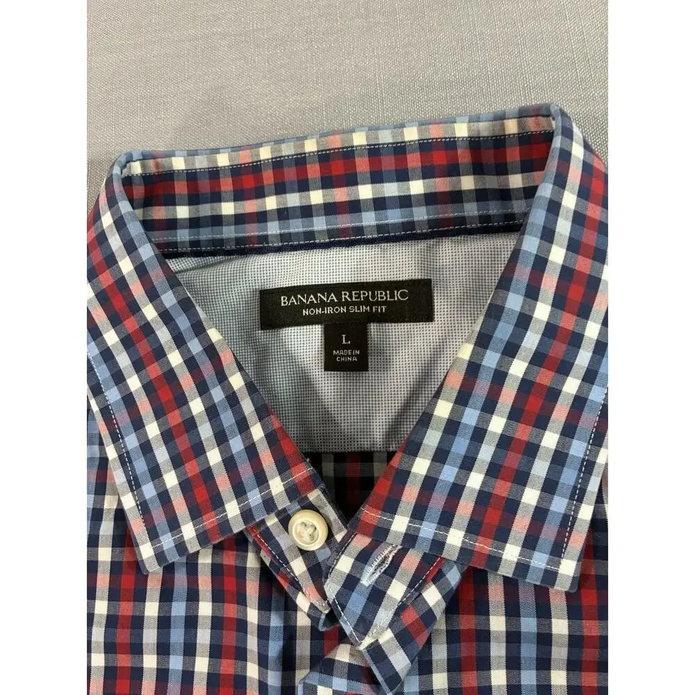 Banana Republic Slim Fit Plaid Button Down Shirt Men's Large Non Iron